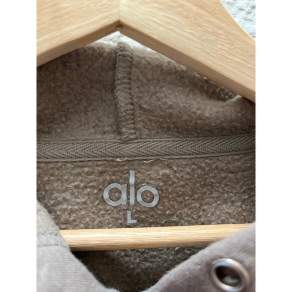 ALO Yoga Taupe Cropped Hoodie - Picture 3 of 6